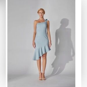 Unbalanced Ruffle Hem Mini Dress Coral Blue